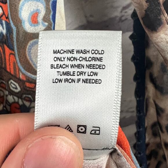 John Mark Womens S Maximalist Artsy Boho Western Distressed Button Down Shirt - Picture 9 of 12